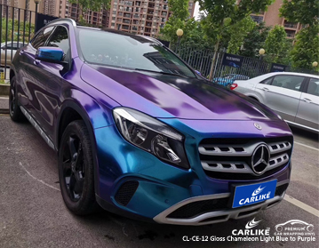 CL-CE-12 gloss chameleon light blue to purple vinyl car wrap sticker supplier for Mercedes-Benz