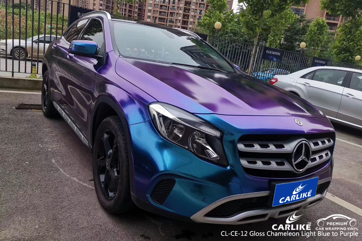 CARLIKE CL-CE-12 gloss chameleon light blue to purple car wrap vinyl for Mercedes-Benz