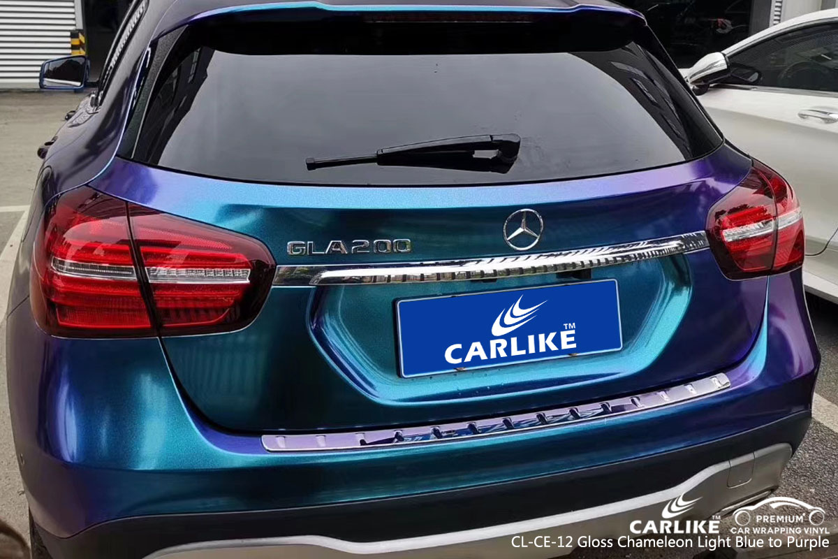 CARLIKE CL-CE-12 gloss chameleon light blue to purple car wrap vinyl for Mercedes-Benz