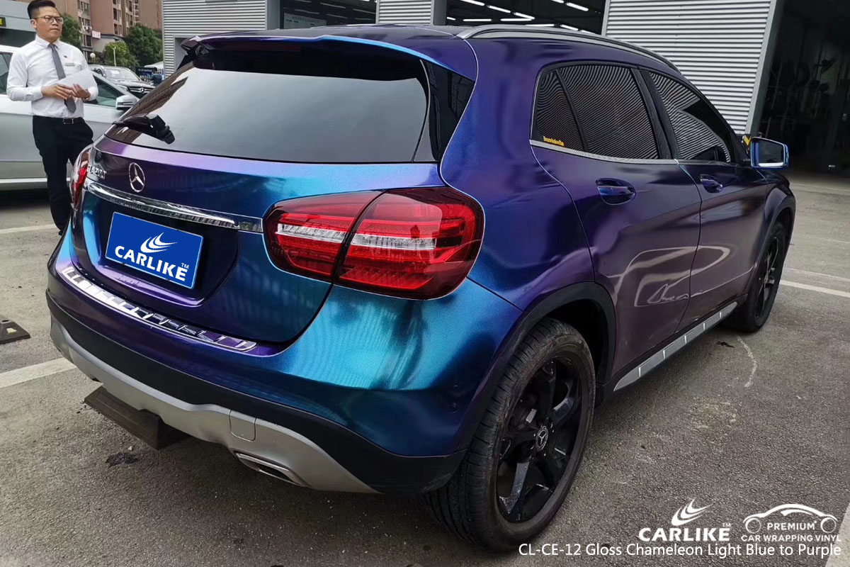 CARLIKE CL-CE-12 gloss chameleon light blue to purple car wrap vinyl for Mercedes-Benz