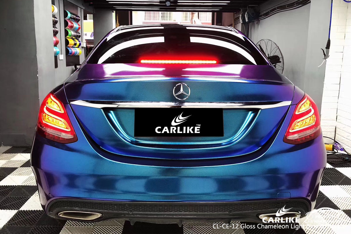 CARLIKE CL-CE-12 gloss chameleon light blue to purple car wrap vinyl for Mercedes-Benz