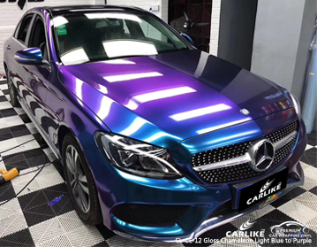 CL-CE-12 الحرباء اللامع الضوء الأزرق إلى الفينيل التفاف السيارة الأرجواني لمرسيدس-كن