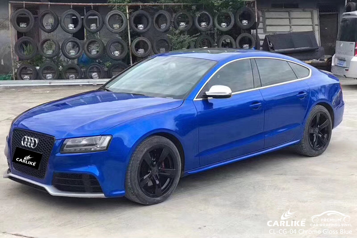 CARLIKE CL-CG-04 chrome gloss blue car wrap vinyl for Audi