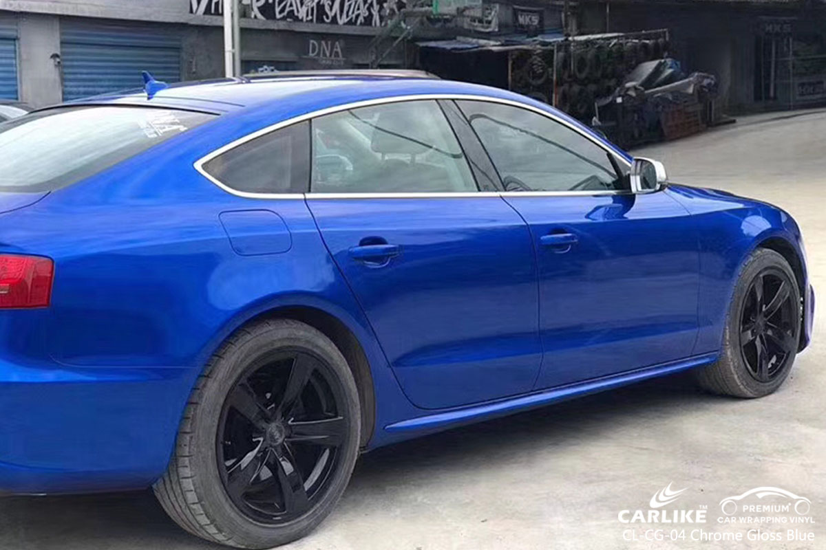 CARLIKE CL-CG-04 chrome gloss blue car wrap vinyl for Audi