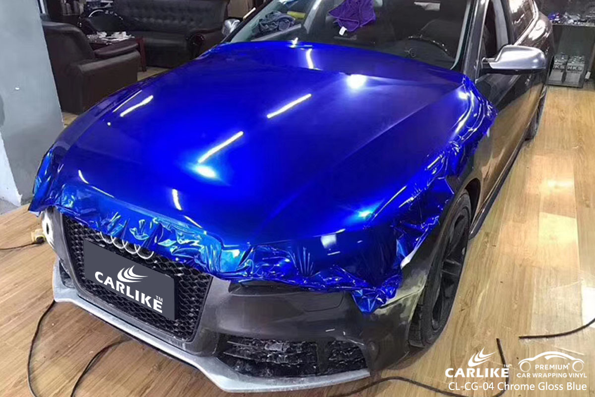 CARLIKE CL-CG-04 chrome gloss blue car wrap vinyl for Audi