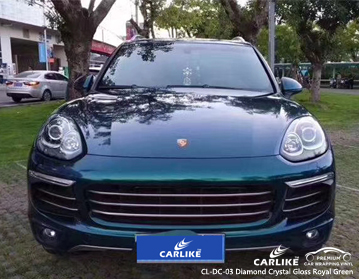 CL-DC-03 الماس الكريستال اللمعان الملكي الأخضر سيارة التفاف الفينيل لبورشه