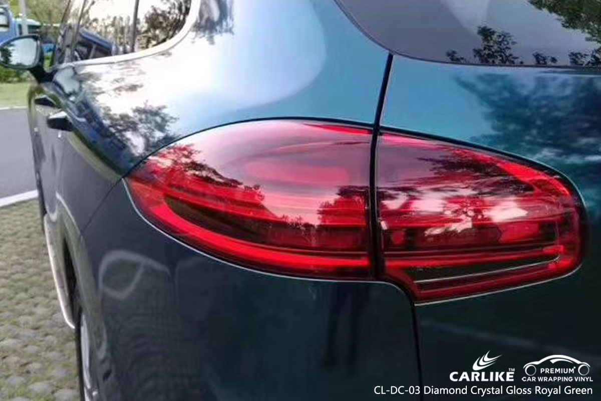 CARLIKE CL-DC-03 diamond crystal gloss royal green car wrap vinyl for Porsche