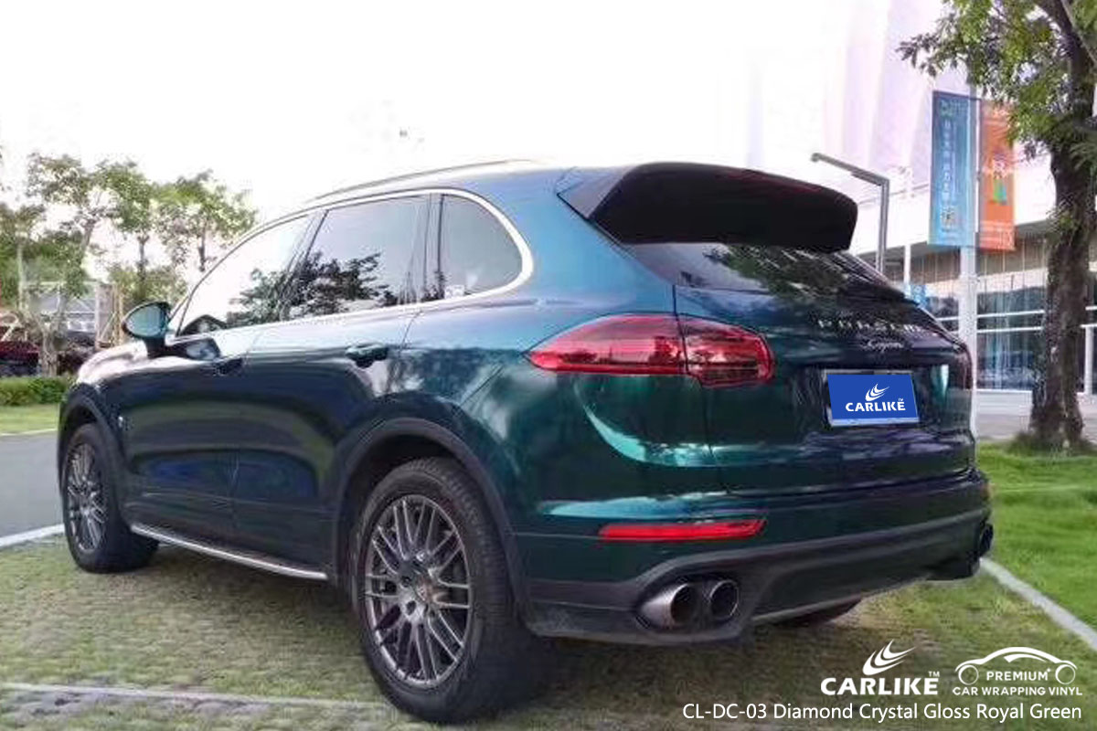 CARLIKE CL-DC-03 diamond crystal gloss royal green car wrap vinyl for Porsche