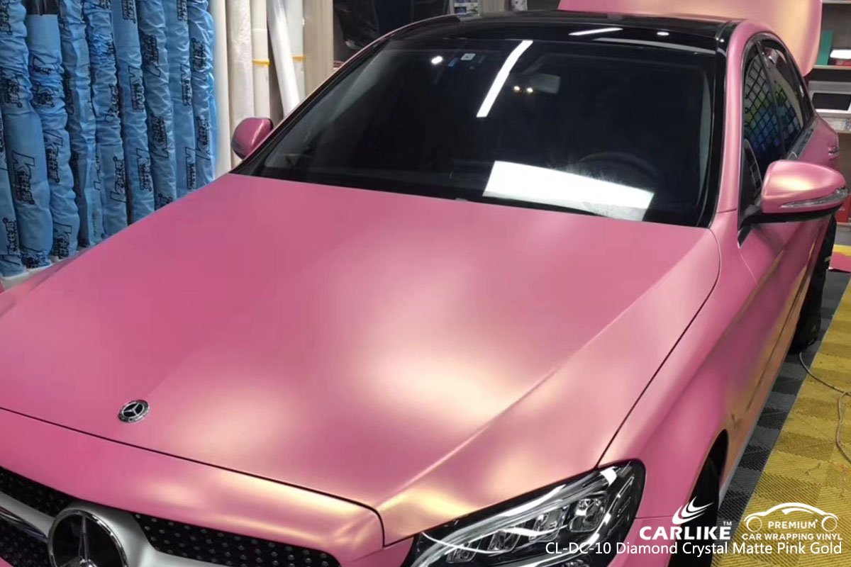 CARLIKE CL-DC-10 diamond crystal matte pink gold car wrap vinyl for Mercedes-Benz