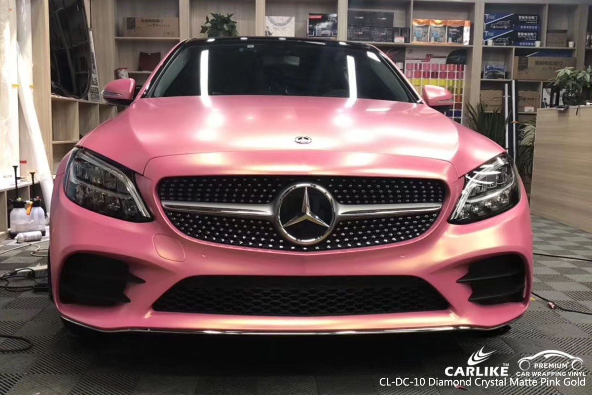 CARLIKE CL-DC-10 diamond crystal matte pink gold car wrap vinyl for Mercedes-Benz