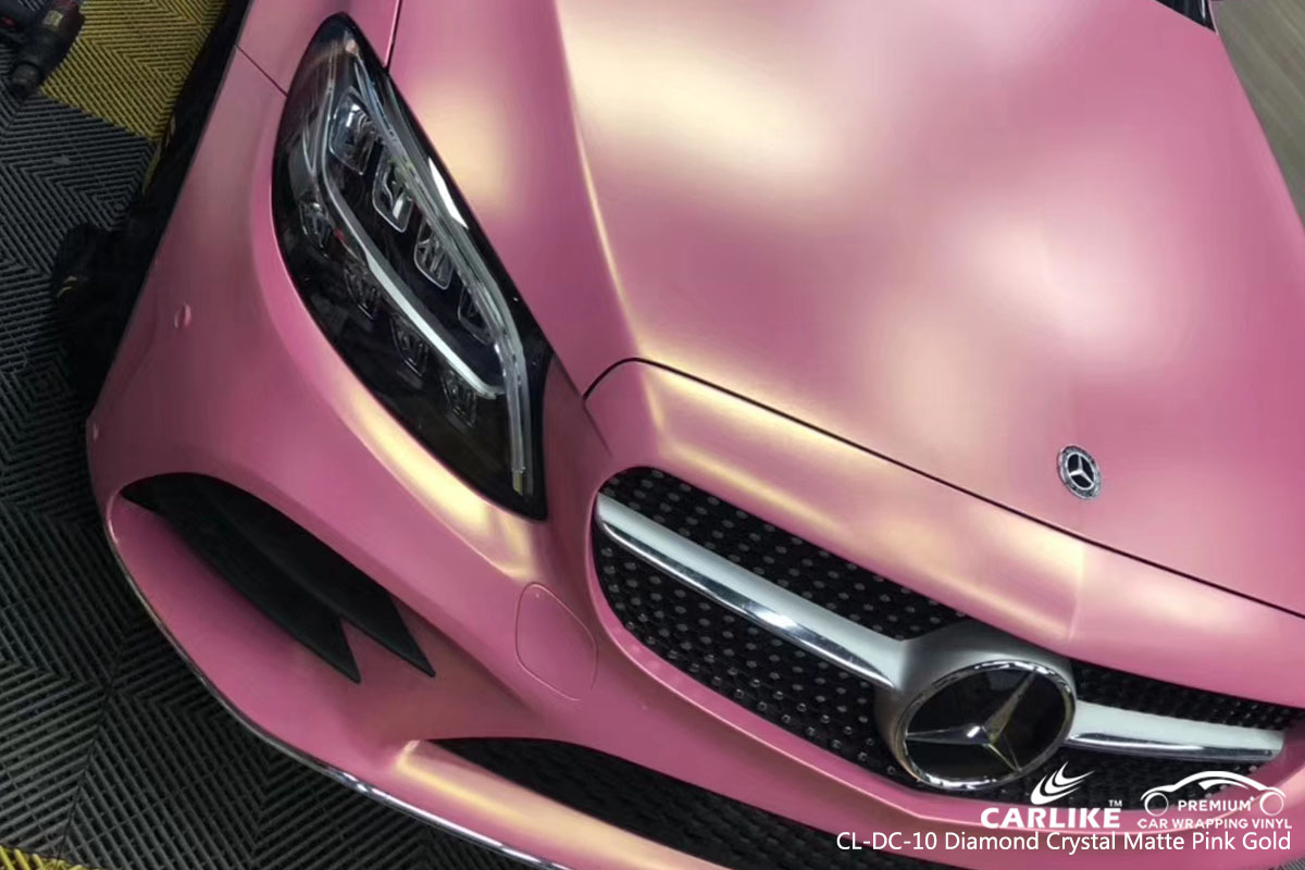 CARLIKE CL-DC-10 diamond crystal matte pink gold car wrap vinyl for Mercedes-Benz