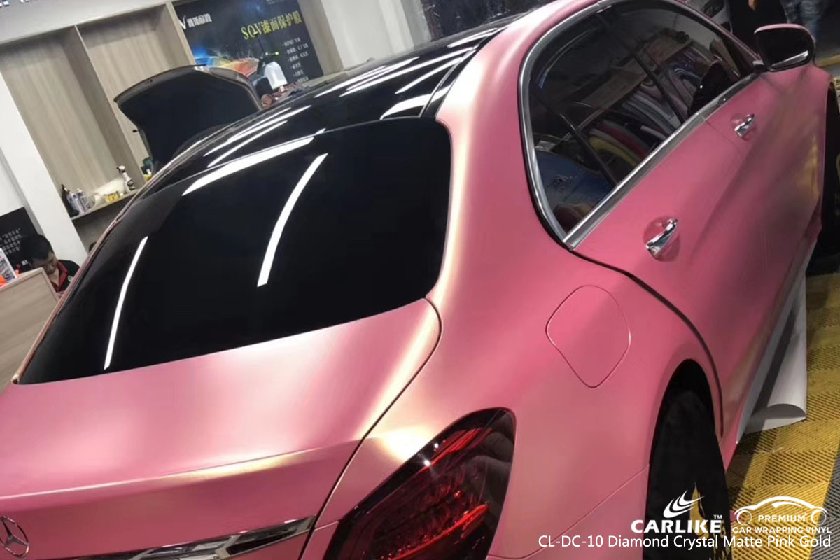 CARLIKE CL-DC-10 diamond crystal matte pink gold car wrap vinyl for Mercedes-Benz