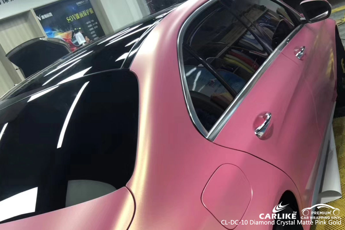 CARLIKE CL-DC-10 diamond crystal matte pink gold car wrap vinyl for Mercedes-Benz