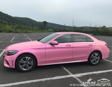 CL-DC-11 Elmas kristal mat açık pembe araba sarma vinil Mercedes-Benz
