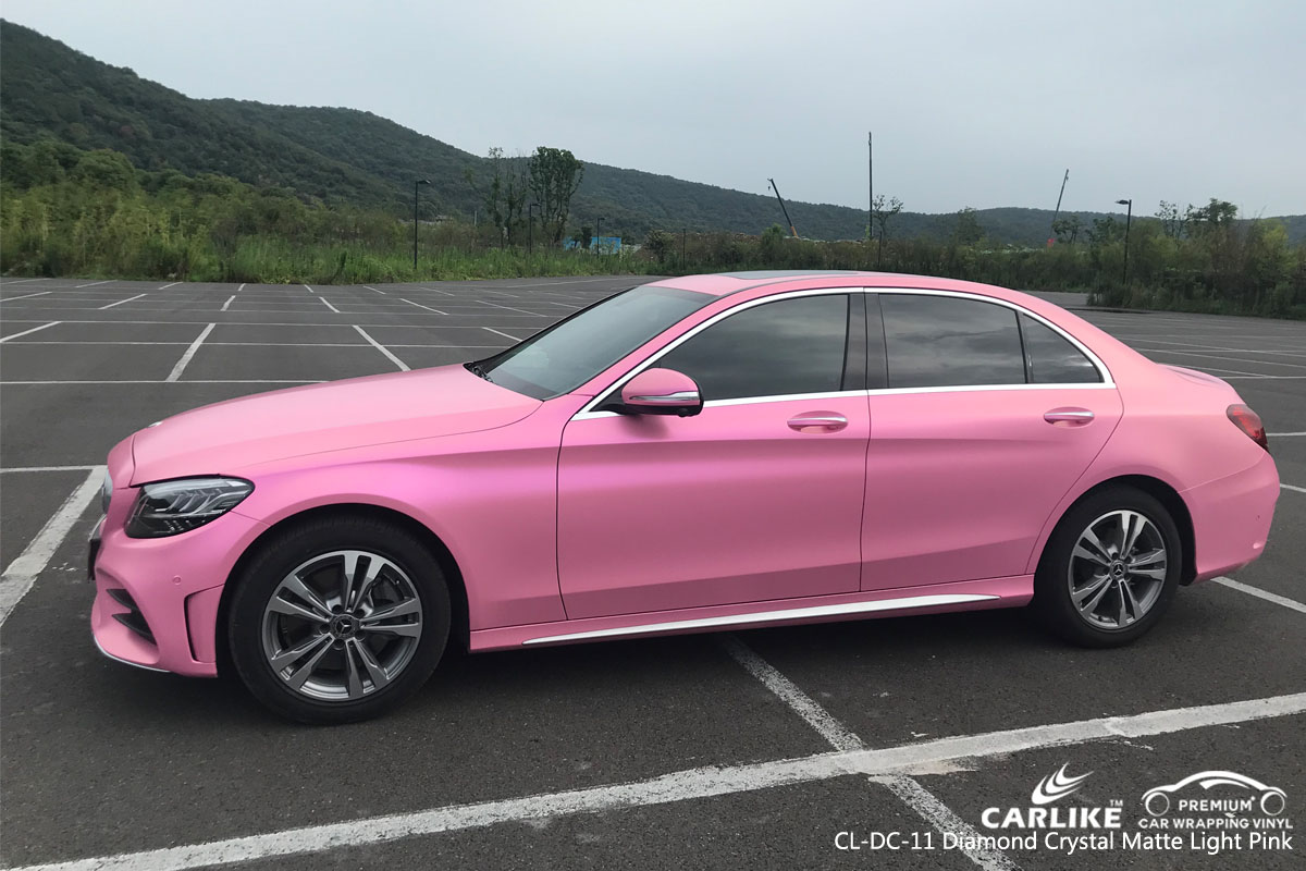 CARLIKE CL-DC-11 diamond crystal matte light pink car wrap vinyl for Mercedes-Benz