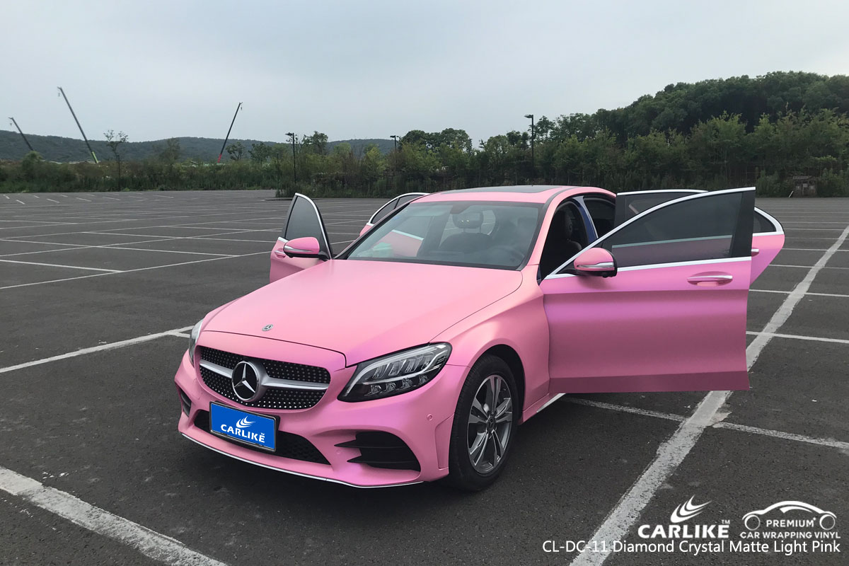 CARLIKE CL-DC-11 diamond crystal matte light pink car wrap vinyl for Mercedes-Benz
