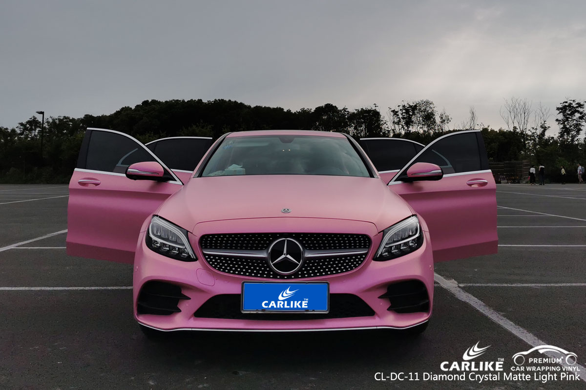 CARLIKE CL-DC-11 diamond crystal matte light pink car wrap vinyl for Mercedes-Benz