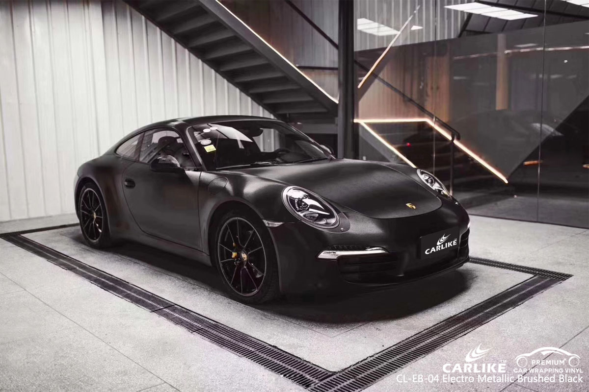 CARLIKE CL-EB-04 electro metallic brushed black car wrap vinyl for Porsche