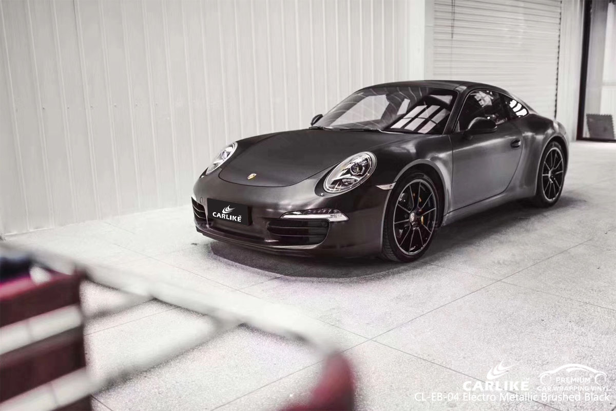 CARLIKE CL-EB-04 electro metallic brushed black car wrap vinyl for Porsche