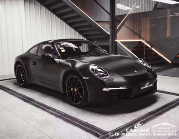 CL-EB-04 elektro metallic gebürstetes schwarzes Car Wrap Vinyl für Porsche