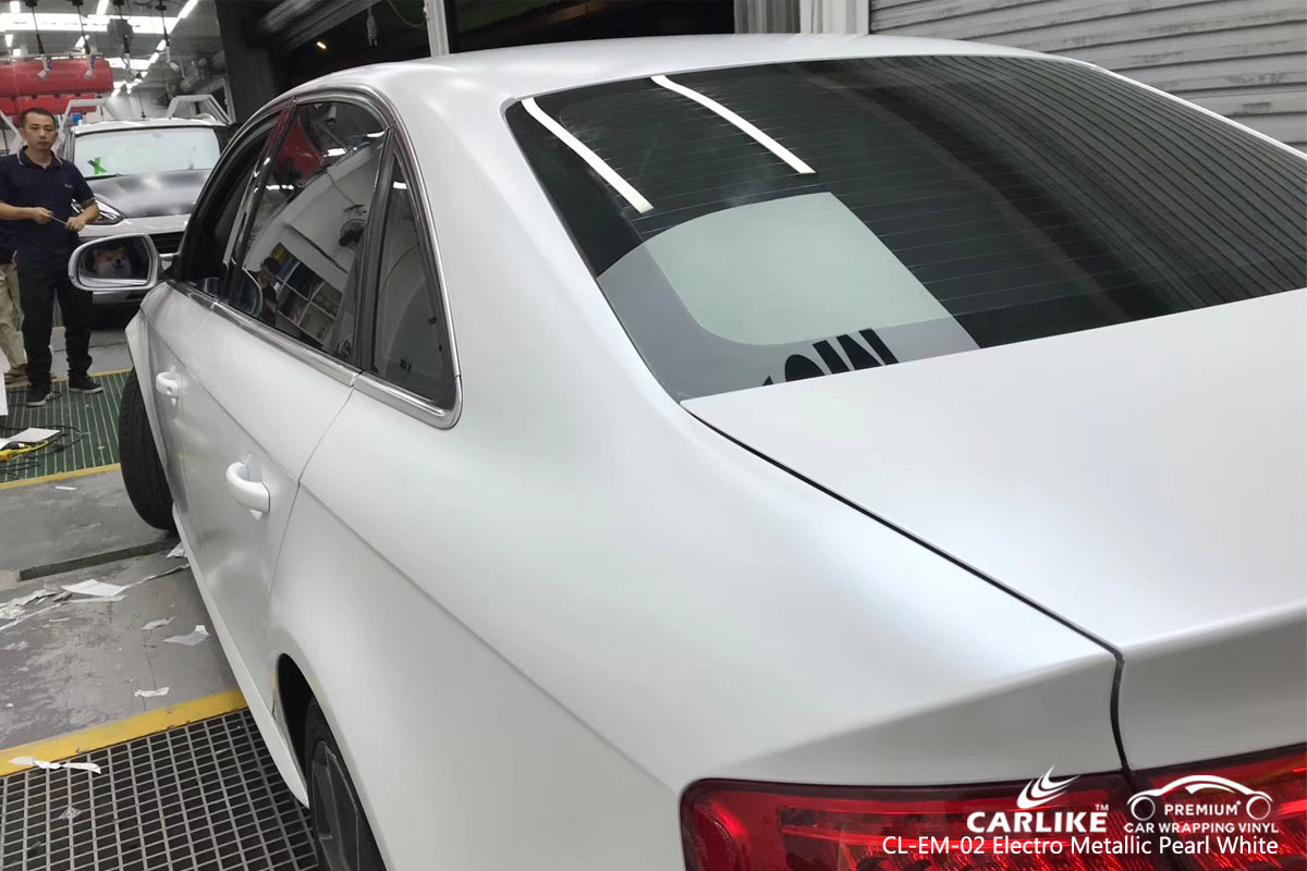 CARLIKE CL-EM-02 electro metallic pearl white car wrap vinyl for Audi
