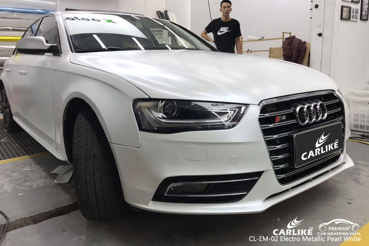 CARLIKE CL-EM-02 electro metallic pearl white car wrap vinyl for Audi