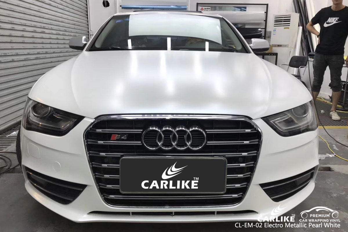 CARLIKE CL-EM-02 electro metallic pearl white car wrap vinyl for Audi