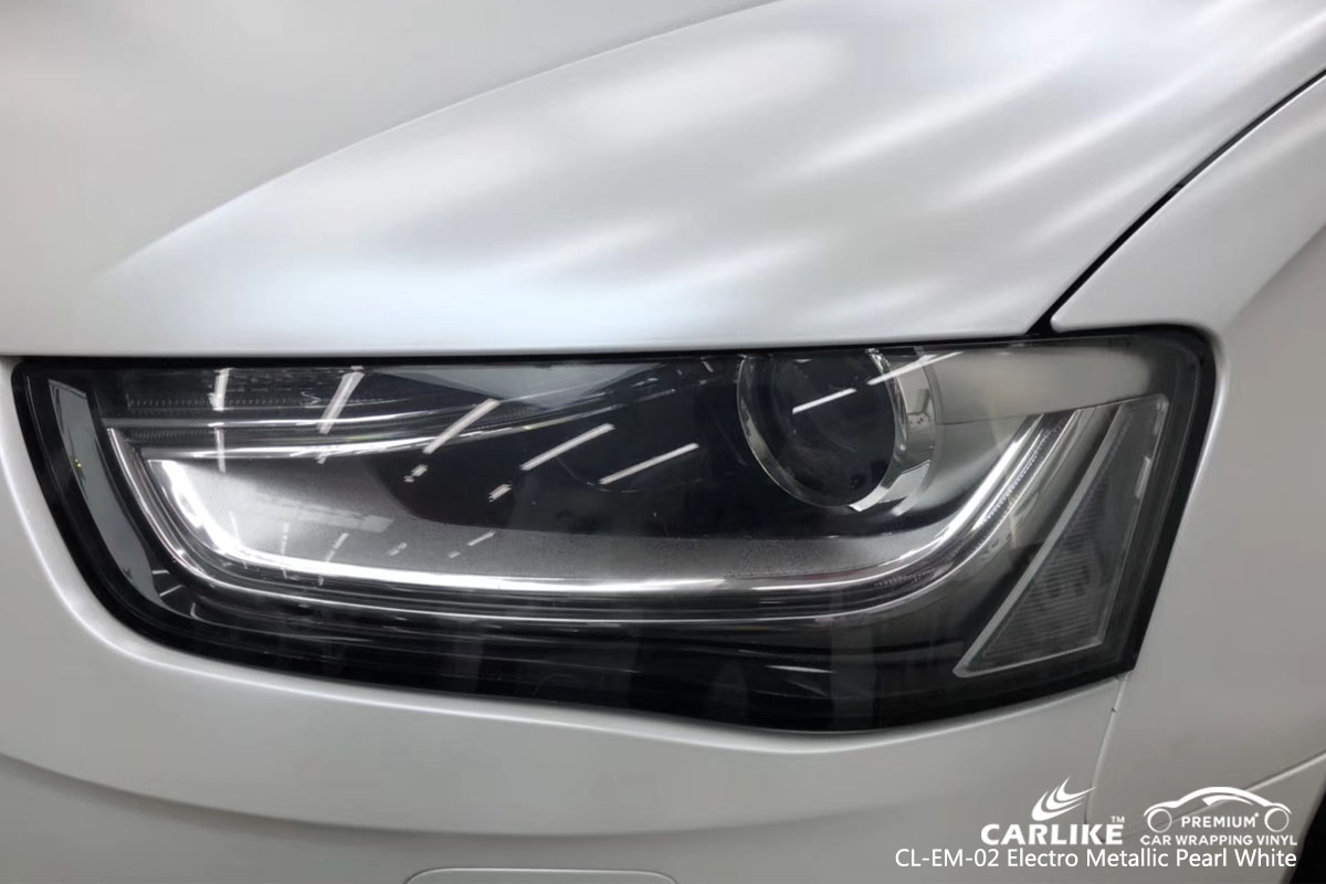 CLEM02 electro metallic pearl white auto vinyl wrap near me for Audi