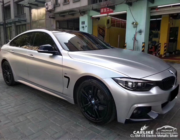 CL-EM-03 BMW için elektro metalik gümüş araba sarma vinil