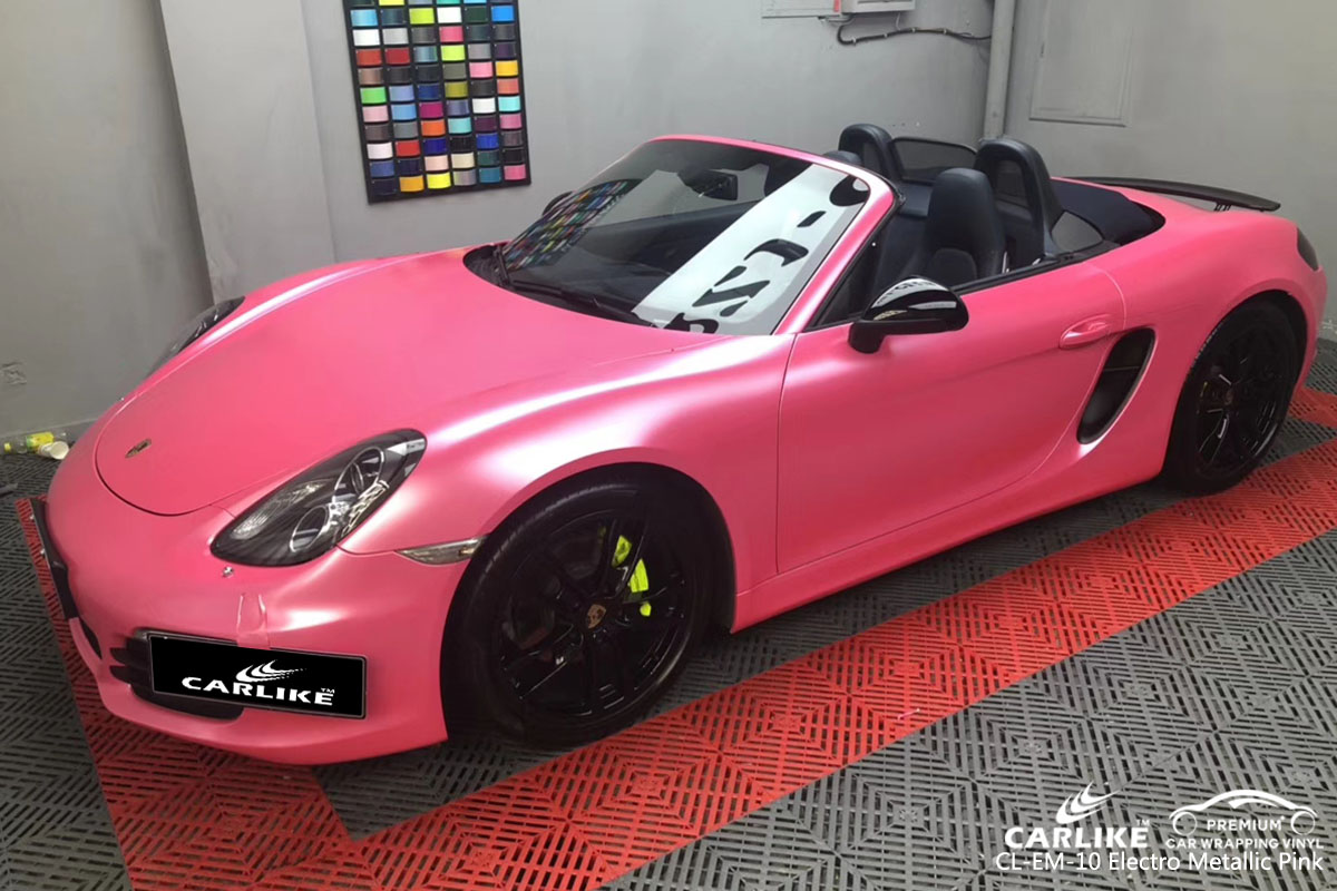 CARLIKE CL-EM-10 electro metallic pink car wrap vinyl for Porsche