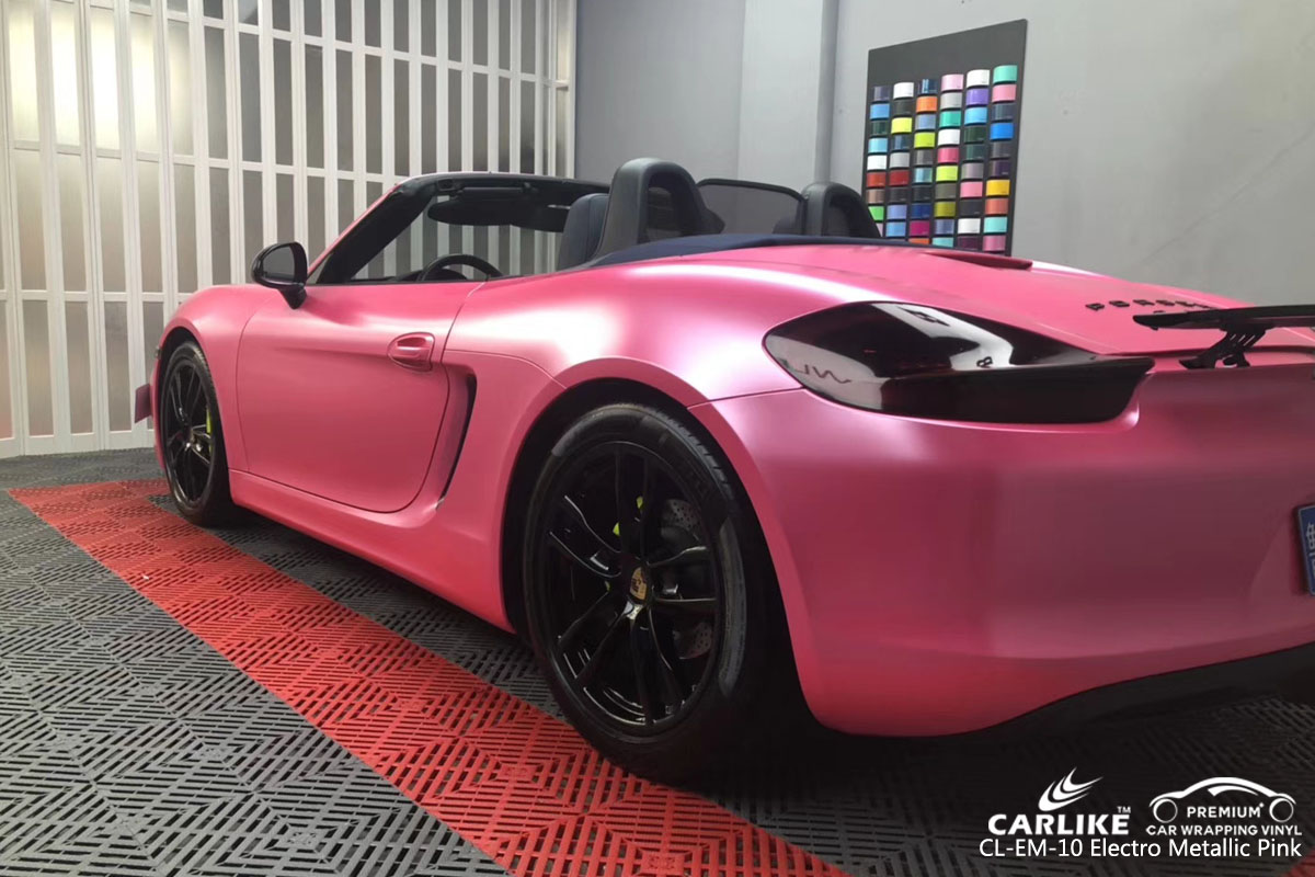 CARLIKE CL-EM-10 electro metallic pink car wrap vinyl for Porsche