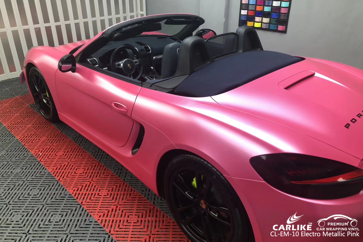 CARLIKE CL-EM-10 electro metallic pink car wrap vinyl for Porsche