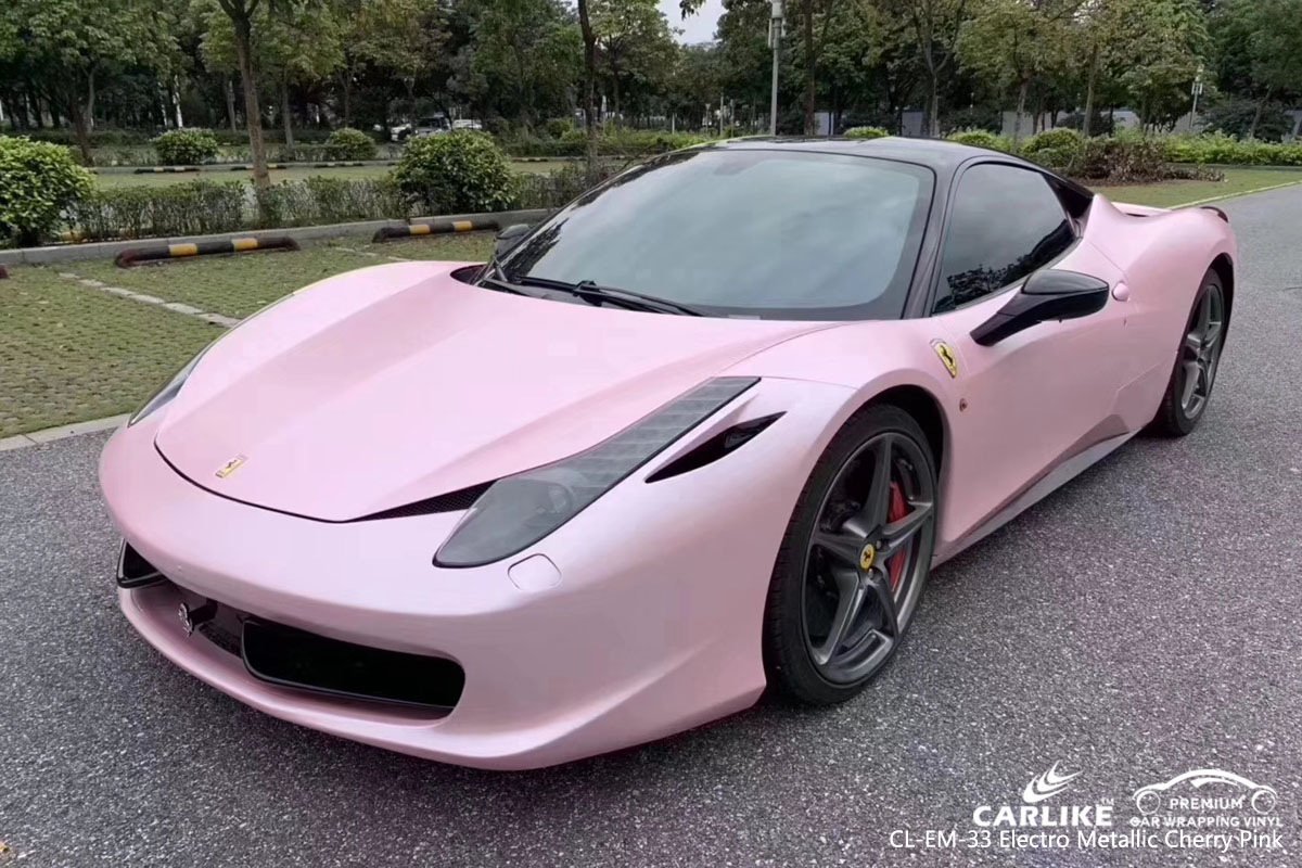 CARLIKE CL-EM-33 electro metallic cherry pink car wrap vinyl for Ferrari