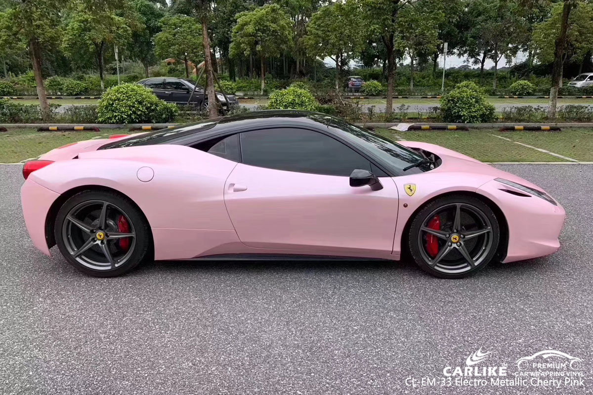 CARLIKE CL-EM-33 electro metallic cherry pink car wrap vinyl for Ferrari