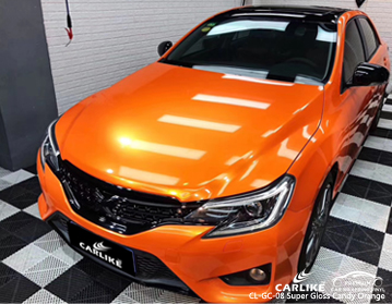 CL-GC-08 السوبر لمعان الحلوى البرتقالي التفاف السيارة الفينيل لتويوتا