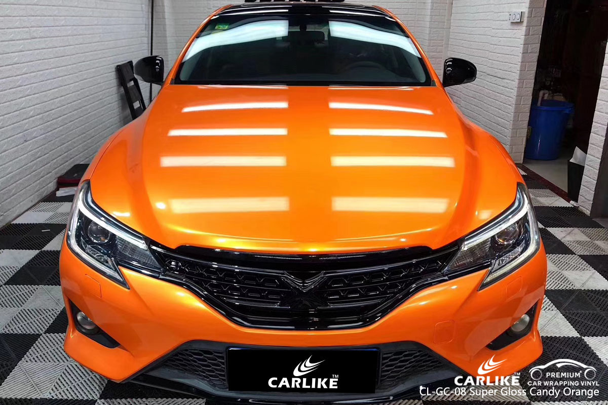 CARLIKE CL-GC-08 super gloss candy orange car wrap vinyl for Toyota