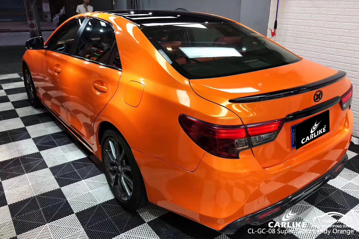 CARLIKE CL-GC-08 super gloss candy orange car wrap vinyl for Toyota