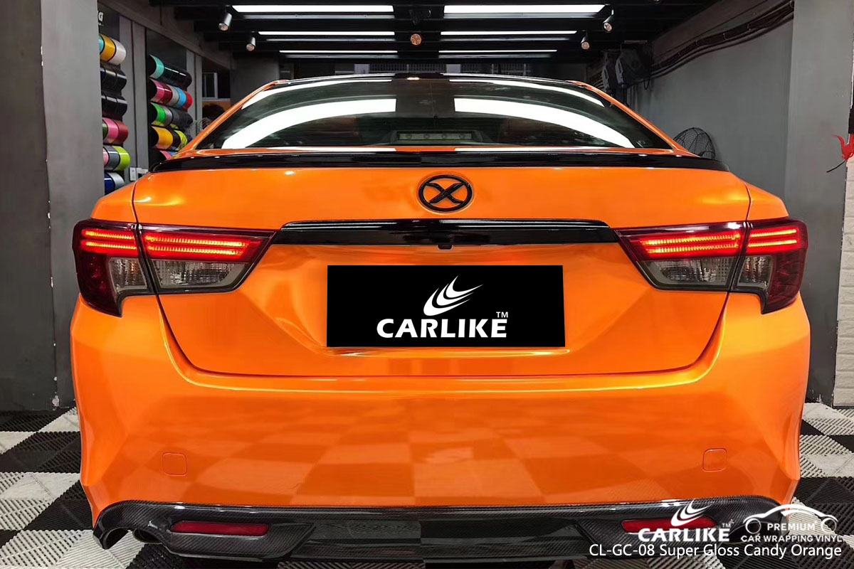 CARLIKE CL-GC-08 super gloss candy orange car wrap vinyl for Toyota