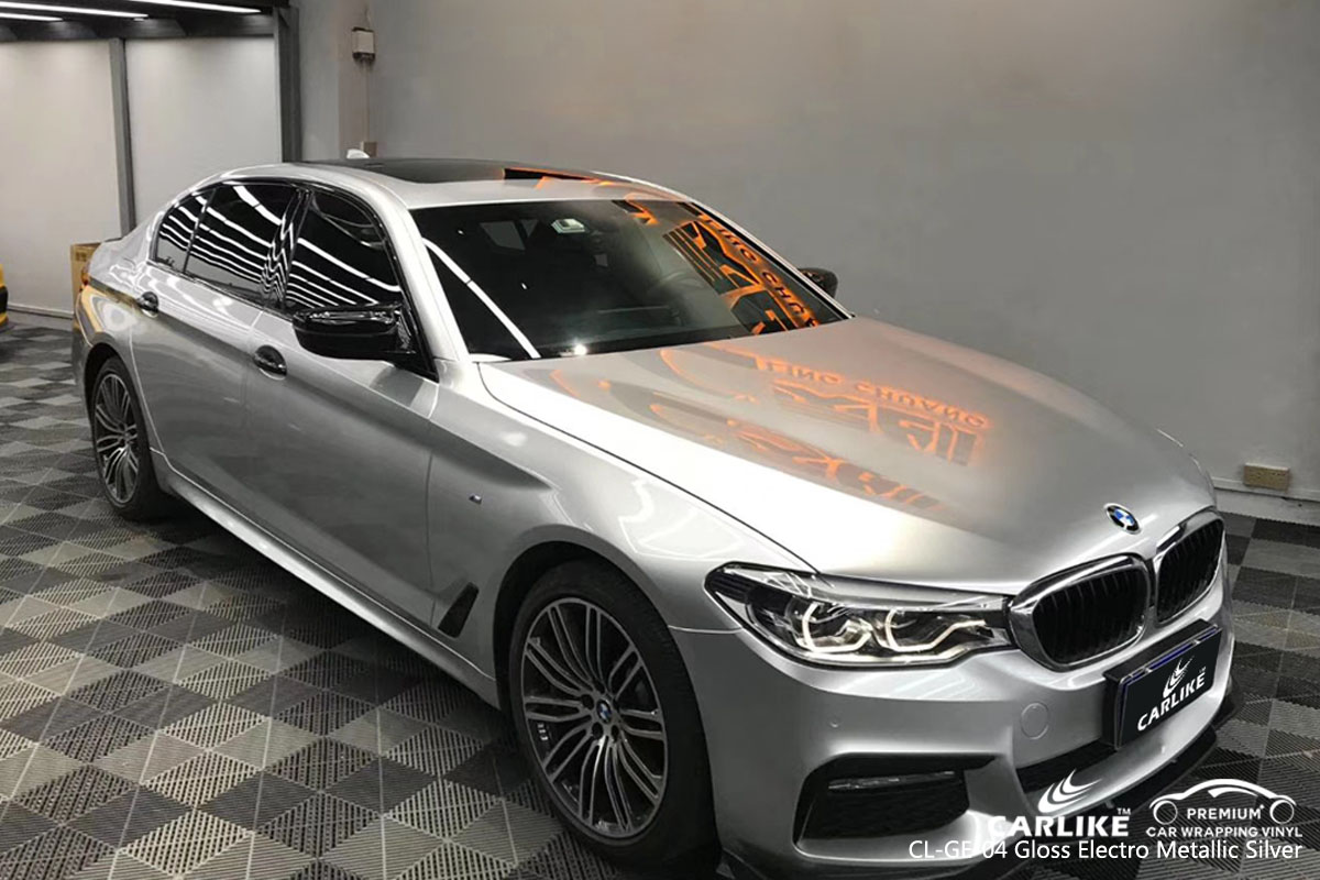 CARLIKE CL-GE-04 gloss electro metallic silver car wrap vinyl for BMW