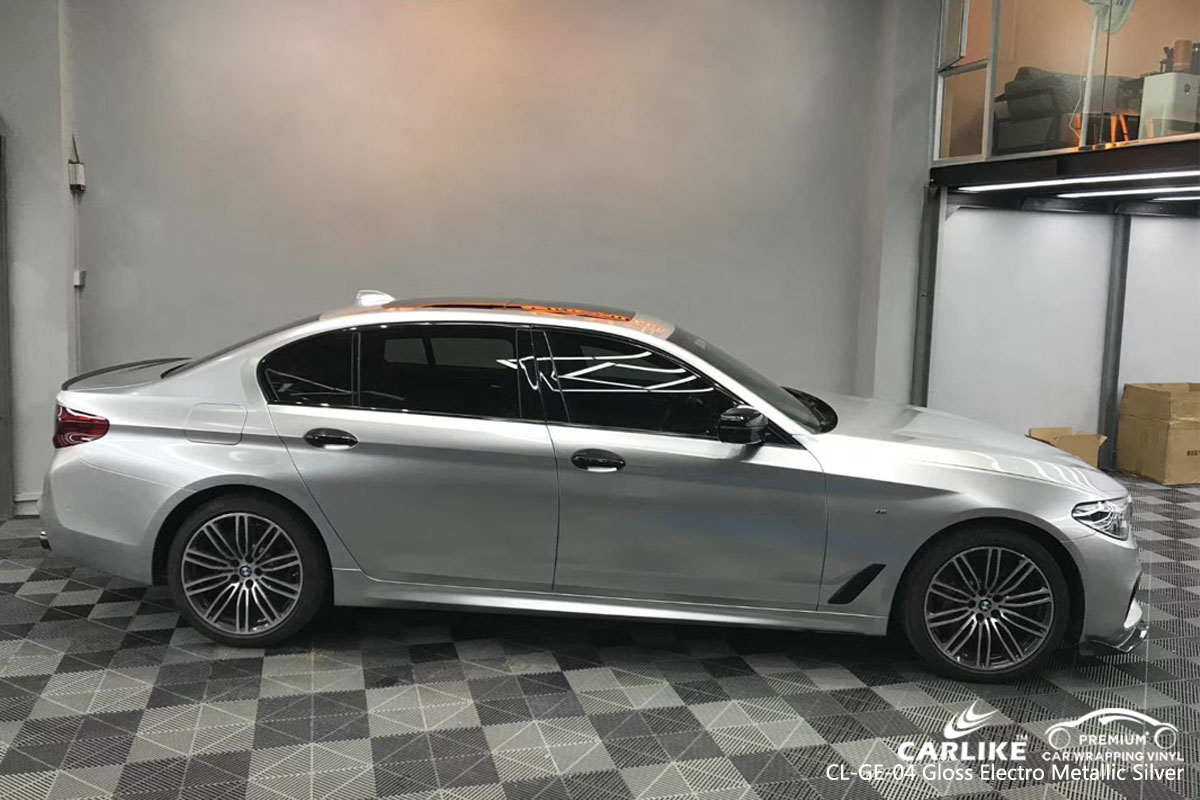 CARLIKE CL-GE-04 gloss electro metallic silver car wrap vinyl for BMW