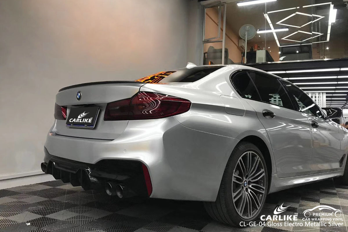 CARLIKE CL-GE-04 gloss electro metallic silver car wrap vinyl for BMW