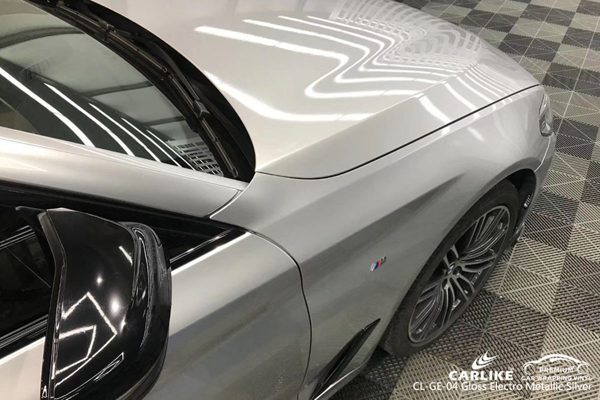 CARLIKE CL-GE-04 gloss electro metallic silver car wrap vinyl for BMW
