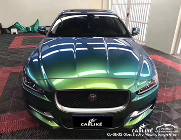 CARLIKE CL-GE-32 Jaguar için parlak elektro metalik orman yeşil araba sarma vinil