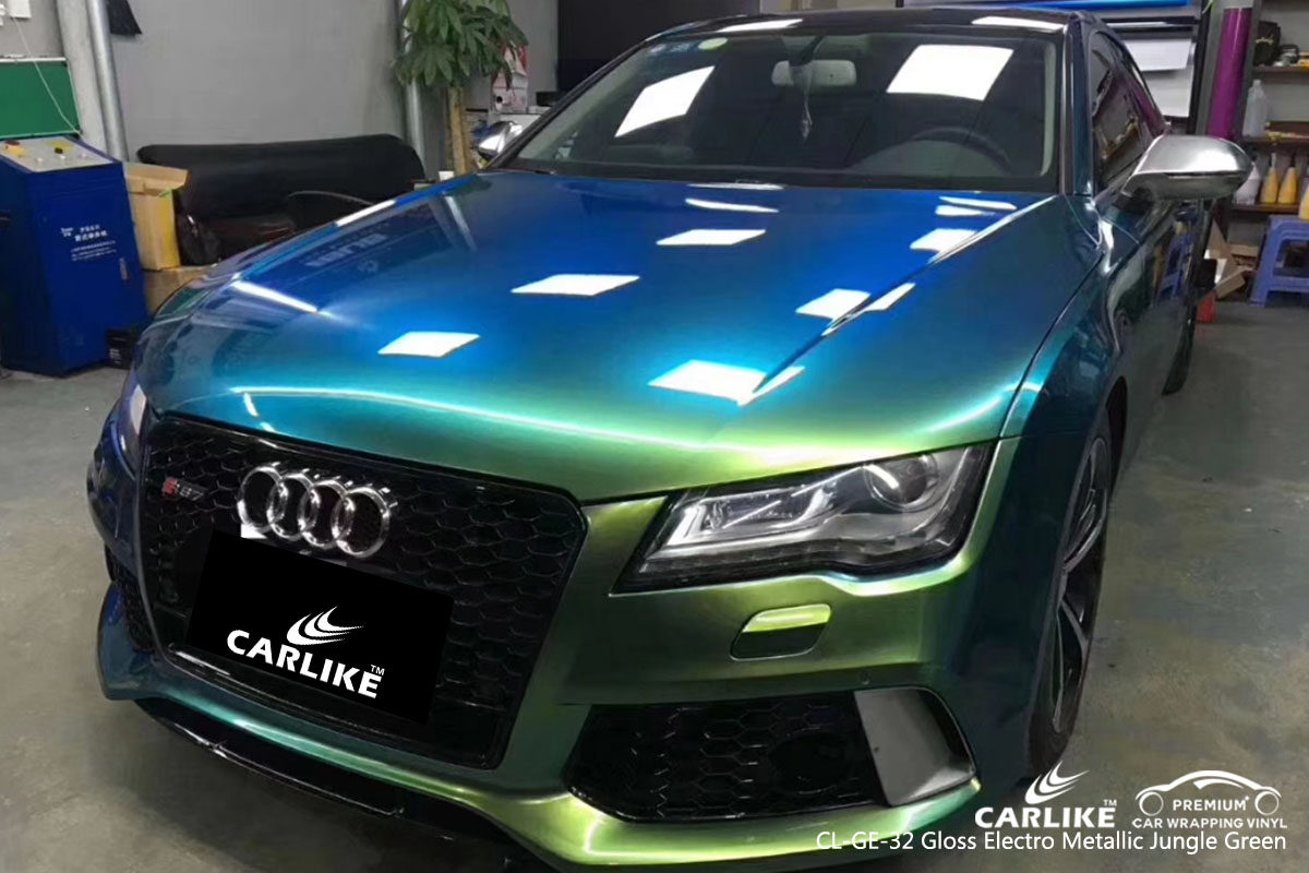 CARLIKE CL-GE-32 gloss electro metallic jungle green car wrap vinyl for Audi