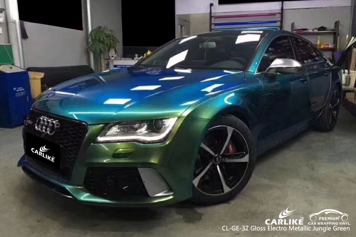 CARLIKE CL-GE-32 gloss electro metallic jungle green car wrap vinyl for Audi