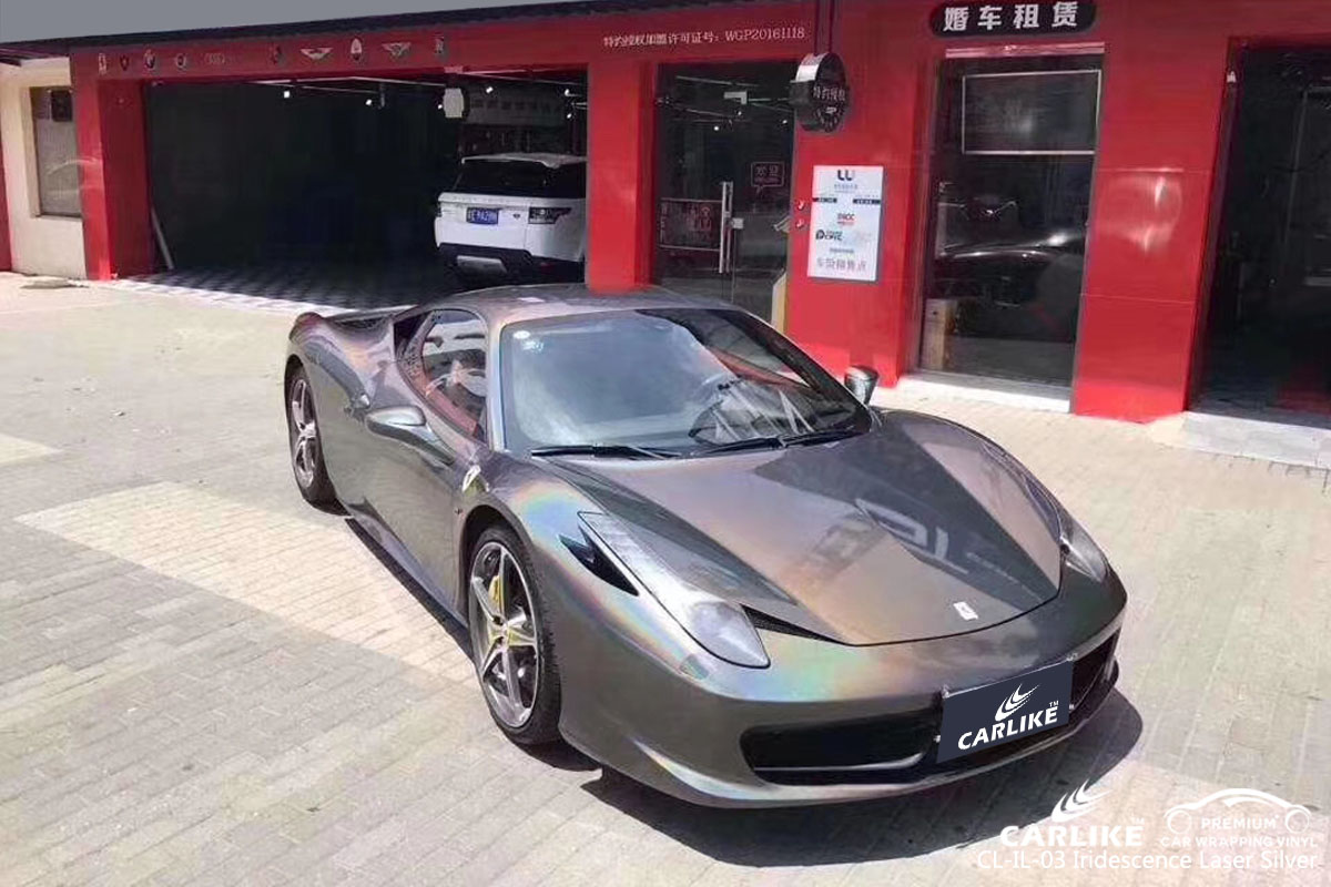 CARLIKE CL-IL-03 iridescence laser silver car wrapping vinyl for Ferrari