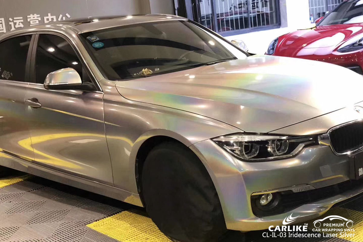 CARLIKE CL-IL-03 iridescence laser silver car wrapping vinyl for BMW