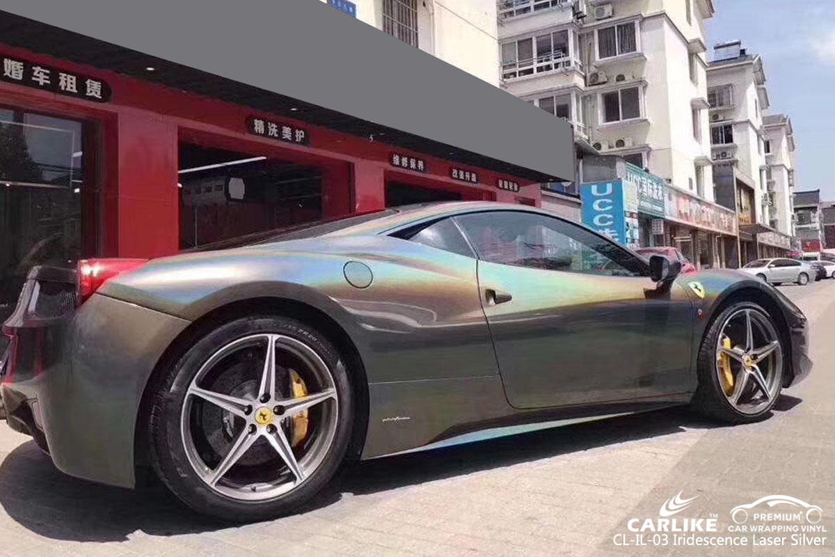 CARLIKE CL-IL-03 iridescence laser silver car wrapping vinyl for Ferrari