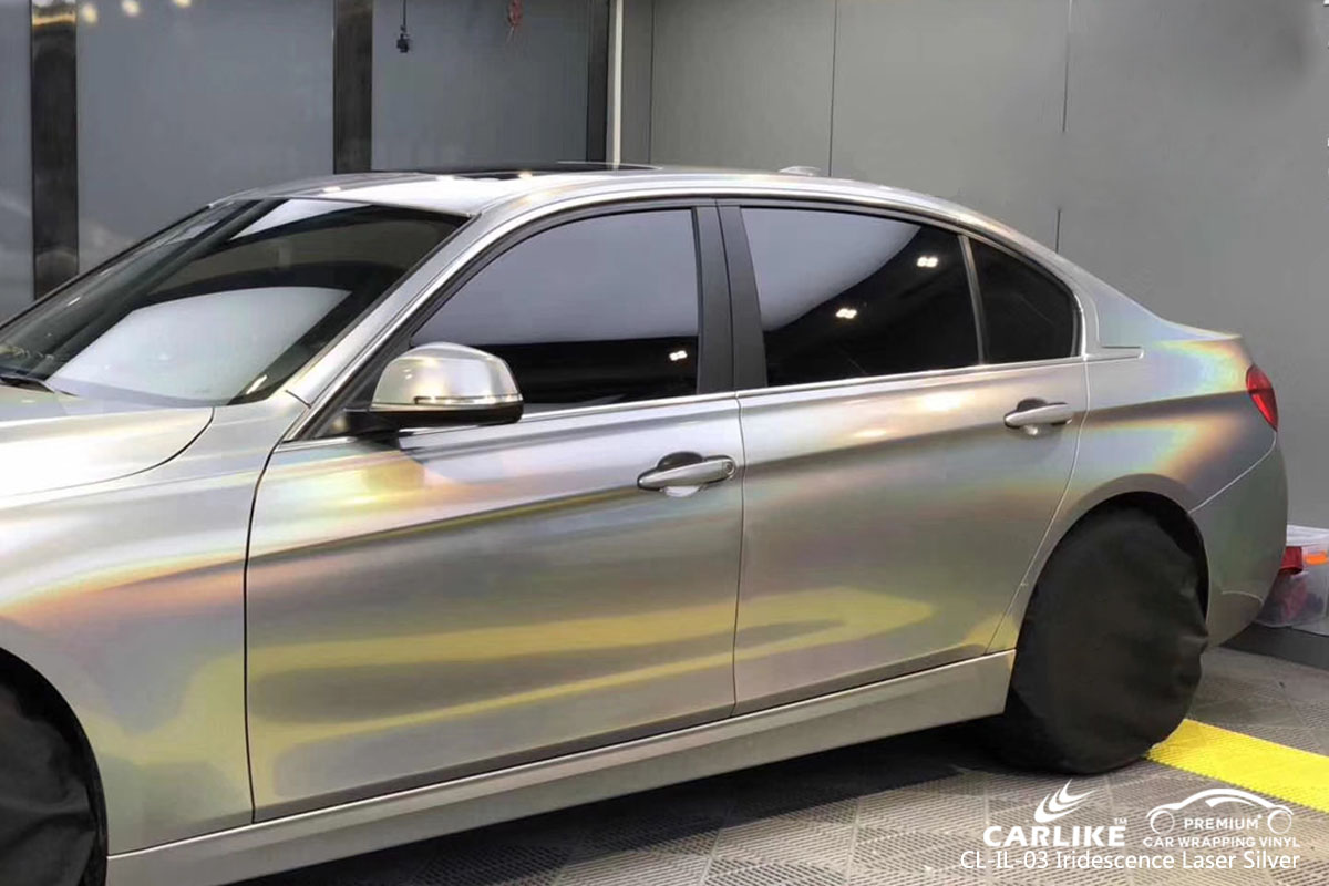CARLIKE CL-IL-03 iridescence laser silver car wrapping vinyl for BMW