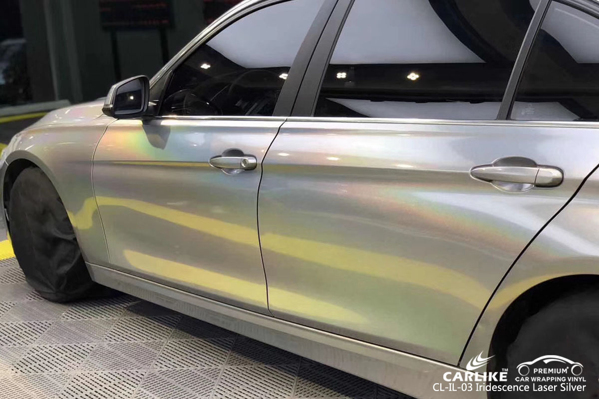 CARLIKE CL-IL-03 iridescence laser silver car wrapping vinyl for BMW